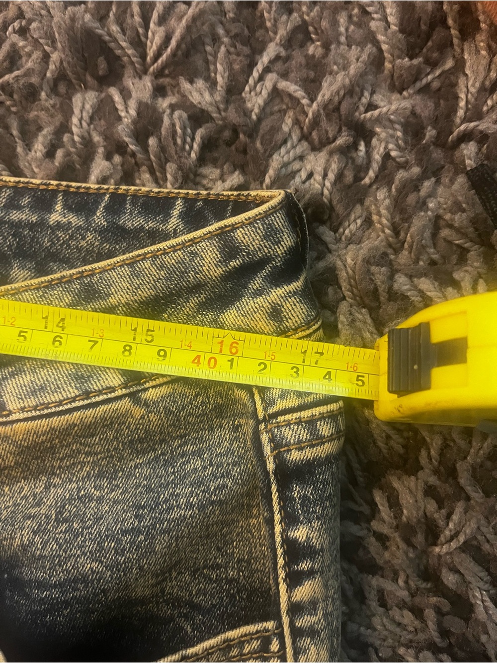 Gray Acid-Wash Jeans with Multi Plaid Flared Panels - Picture 10 of 13